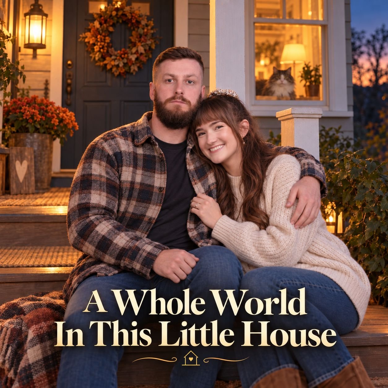Song Library A Whole World in This Little House cover art: a couple together on their autumn porch.